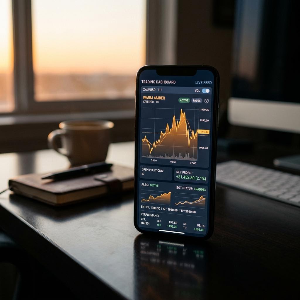 Uvikelront AI crypto trading platform mobiele interface